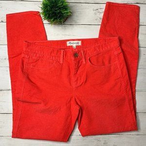 Madewell Bright Red/Orange Corduroy Pants Size 28